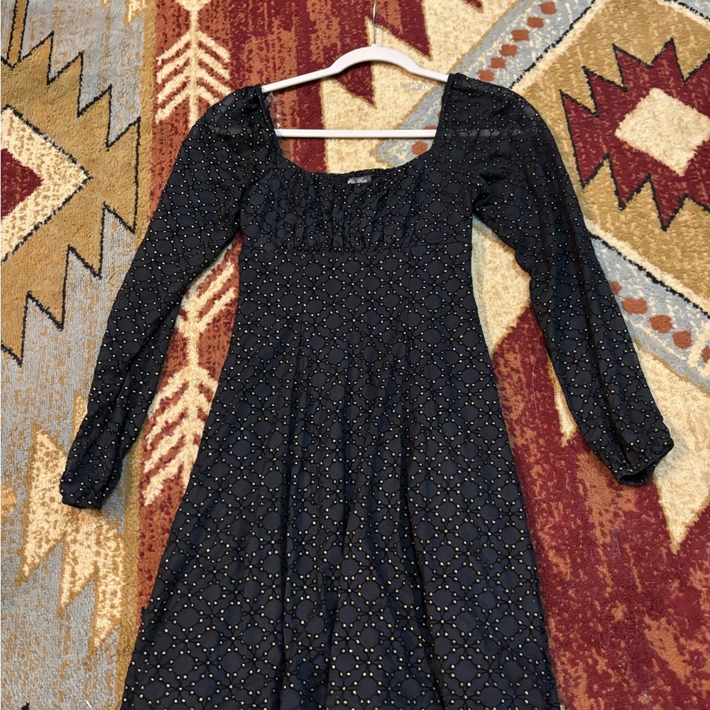Lily Rose Black and Gold Long Sleeve Dress